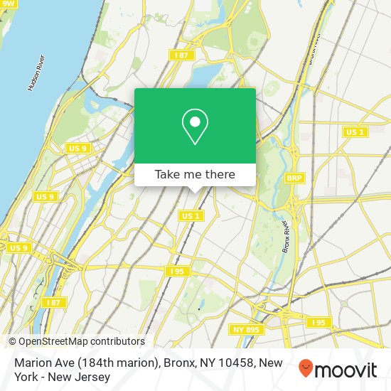 Mapa de Marion Ave (184th marion), Bronx, NY 10458