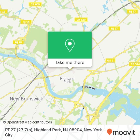 Mapa de RT-27 (27 7th), Highland Park, NJ 08904