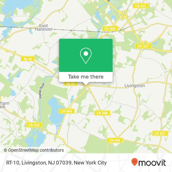 Mapa de RT-10, Livingston, NJ 07039