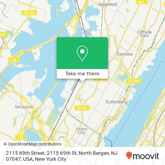 Mapa de 2115 69th Street, 2115 69th St, North Bergen, NJ 07047, USA