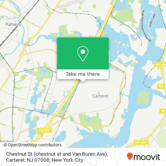 Mapa de Chestnut St (chestnut st and Van Buren Ave), Carteret, NJ 07008