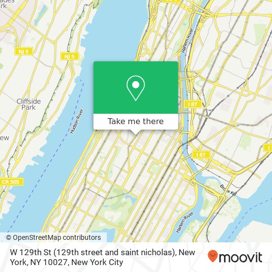 Mapa de W 129th St (129th street and saint nicholas), New York, NY 10027