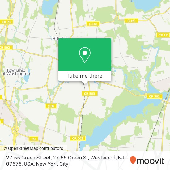 Mapa de 27-55 Green Street, 27-55 Green St, Westwood, NJ 07675, USA