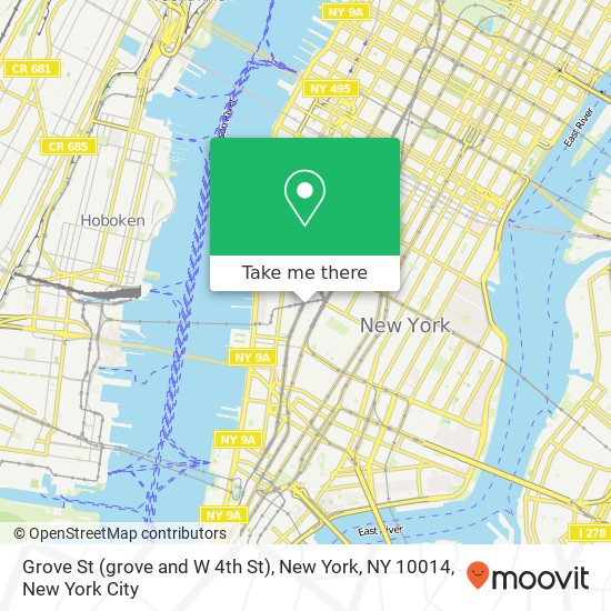 Mapa de Grove St (grove and W 4th St), New York, NY 10014