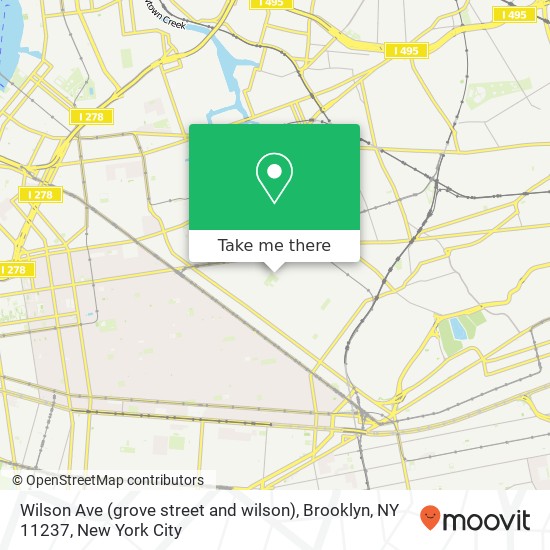 Mapa de Wilson Ave (grove street and wilson), Brooklyn, NY 11237