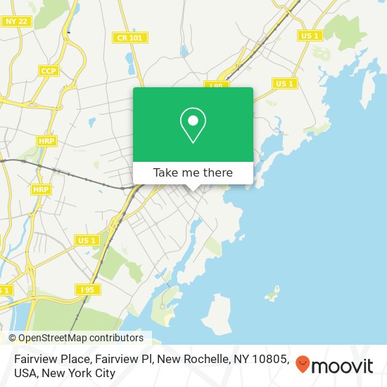 Mapa de Fairview Place, Fairview Pl, New Rochelle, NY 10805, USA