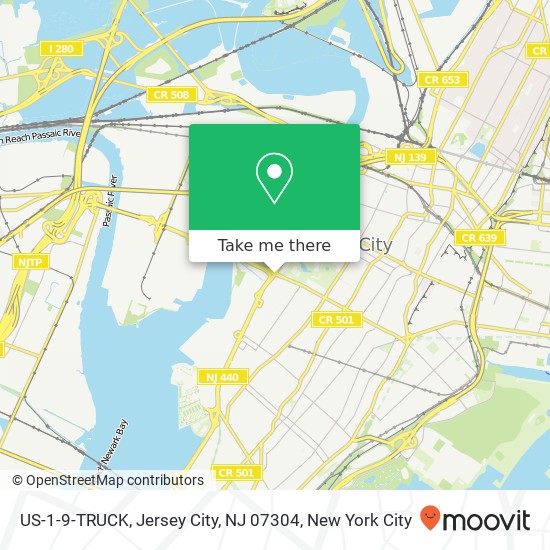 Mapa de US-1-9-TRUCK, Jersey City, NJ 07304