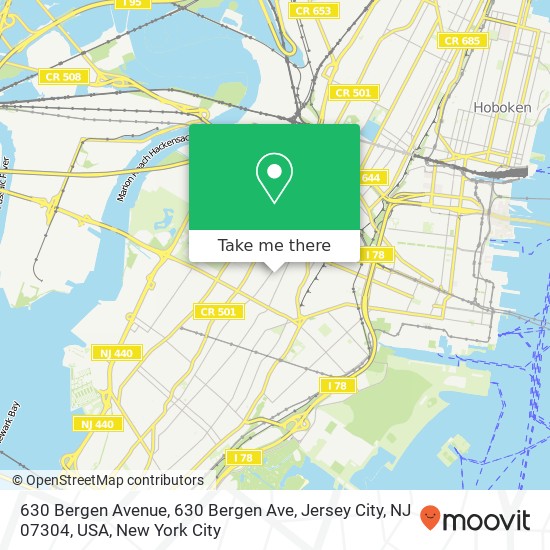 630 Bergen Avenue, 630 Bergen Ave, Jersey City, NJ 07304, USA map