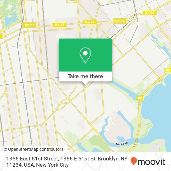 Mapa de 1356 East 51st Street, 1356 E 51st St, Brooklyn, NY 11234, USA