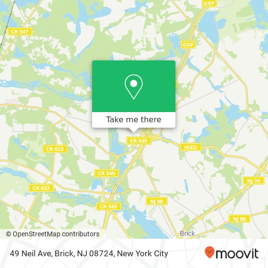 Mapa de 49 Neil Ave, Brick, NJ 08724