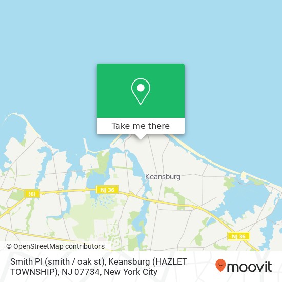 Mapa de Smith Pl (smith / oak st), Keansburg (HAZLET TOWNSHIP), NJ 07734