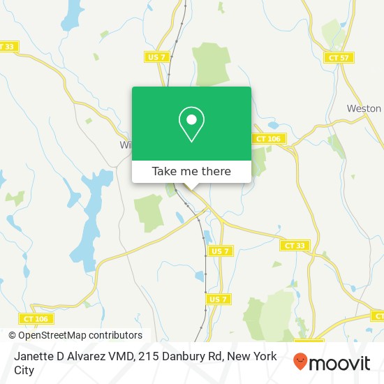 Mapa de Janette D Alvarez VMD, 215 Danbury Rd