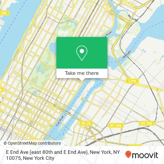 Mapa de E End Ave (east 80th and E End Ave), New York, NY 10075