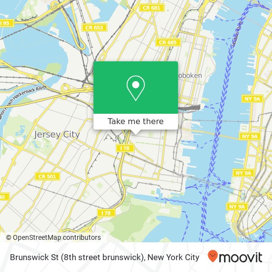 Mapa de Brunswick St (8th street brunswick), Jersey City, NJ 07302