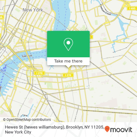 Mapa de Hewes St (hewes williamsburg), Brooklyn, NY 11205