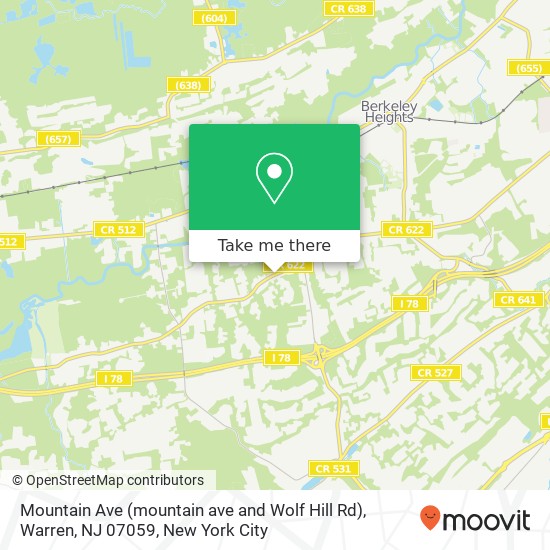 Mapa de Mountain Ave (mountain ave and Wolf Hill Rd), Warren, NJ 07059