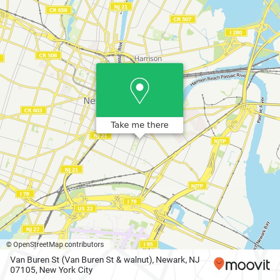Van Buren St (Van Buren St & walnut), Newark, NJ 07105 map