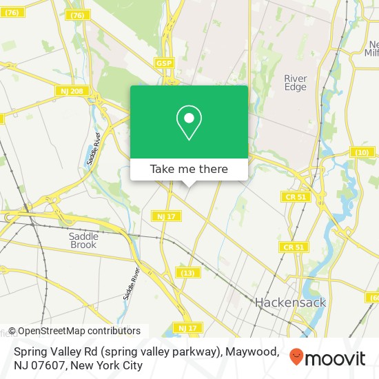 Mapa de Spring Valley Rd (spring valley parkway), Maywood, NJ 07607