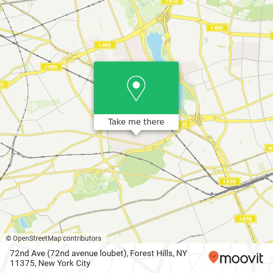 Mapa de 72nd Ave (72nd avenue loubet), Forest Hills, NY 11375