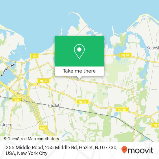 Mapa de 255 Middle Road, 255 Middle Rd, Hazlet, NJ 07730, USA