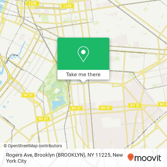 Mapa de Rogers Ave, Brooklyn (BROOKLYN), NY 11225
