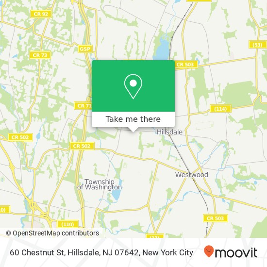 Mapa de 60 Chestnut St, Hillsdale, NJ 07642