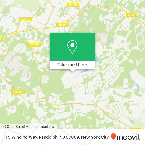 Mapa de 15 Winding Way, Randolph, NJ 07869