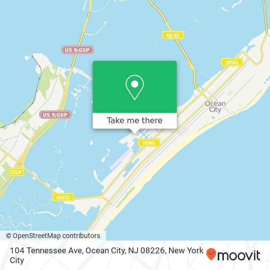 Mapa de 104 Tennessee Ave, Ocean City, NJ 08226