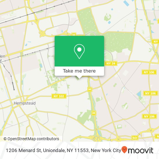 Mapa de 1206 Menard St, Uniondale, NY 11553