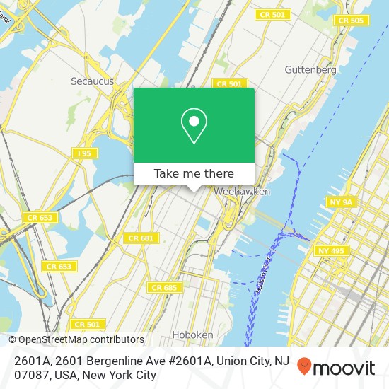 Mapa de 2601A, 2601 Bergenline Ave #2601A, Union City, NJ 07087, USA