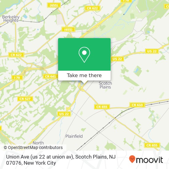 Union Ave (us 22 at union av), Scotch Plains, NJ 07076 map