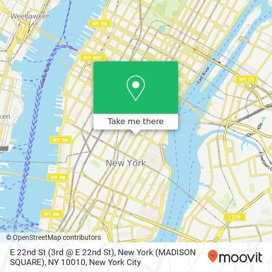 Mapa de E 22nd St (3rd @ E 22nd St), New York (MADISON SQUARE), NY 10010