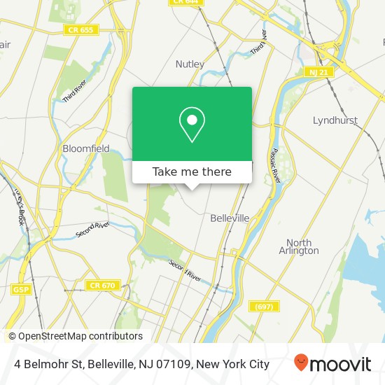 Mapa de 4 Belmohr St, Belleville, NJ 07109