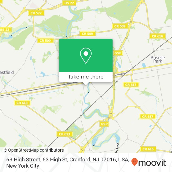 63 High Street, 63 High St, Cranford, NJ 07016, USA map