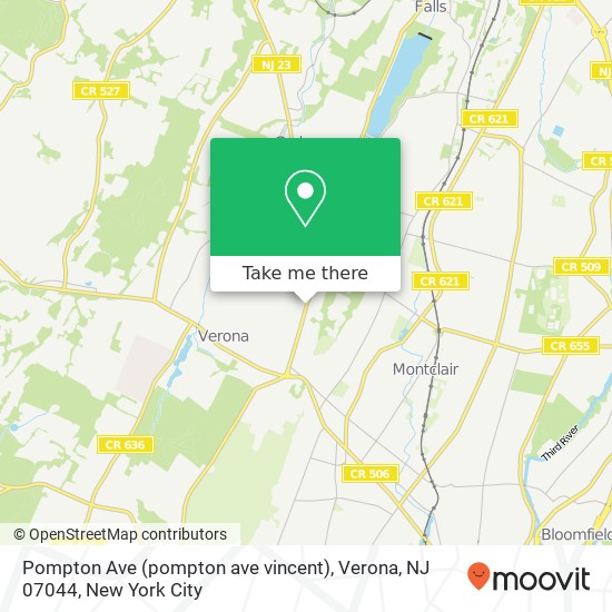 Mapa de Pompton Ave (pompton ave vincent), Verona, NJ 07044