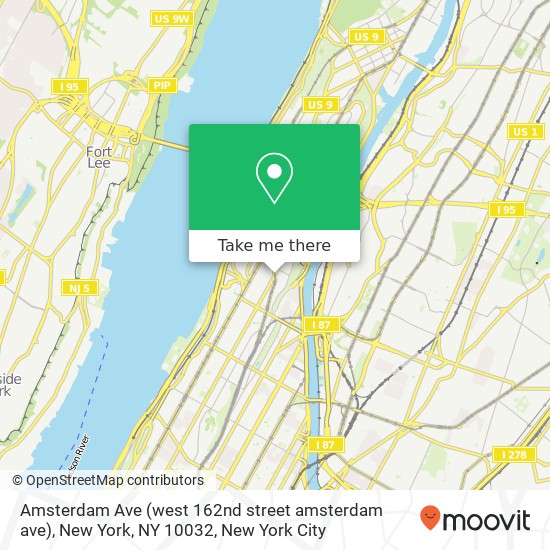 Amsterdam Ave (west 162nd street amsterdam ave), New York, NY 10032 map