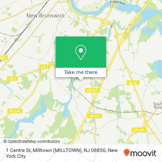 Mapa de 1 Centre St, Milltown (MILLTOWN), NJ 08850