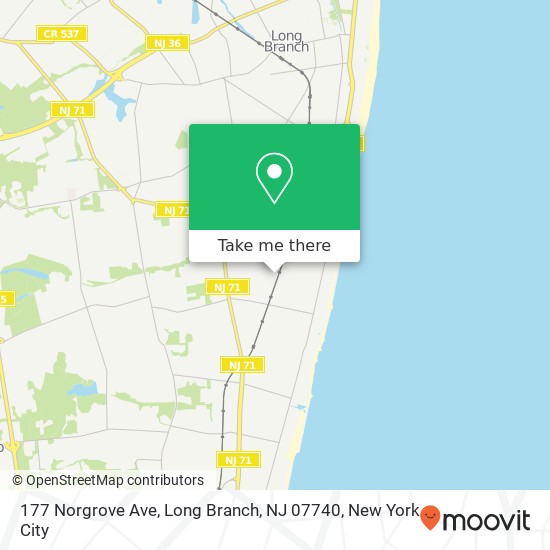 Mapa de 177 Norgrove Ave, Long Branch, NJ 07740