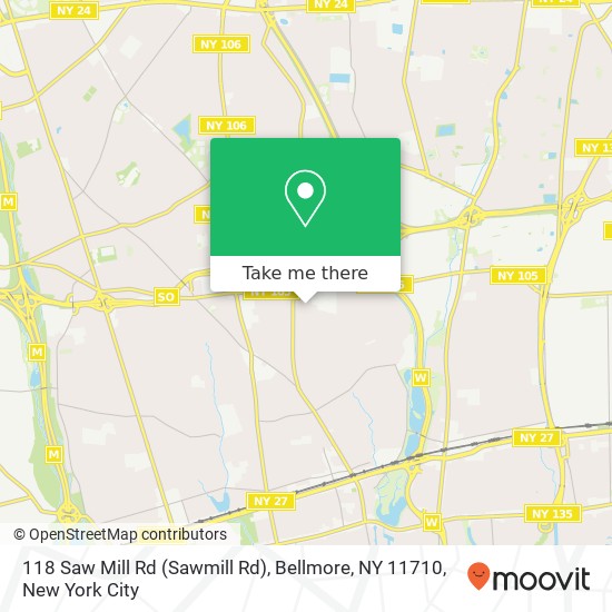 118 Saw Mill Rd (Sawmill Rd), Bellmore, NY 11710 map