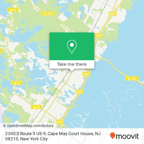 Mapa de 2300,S Route 9 US-9, Cape May Court House, NJ 08210