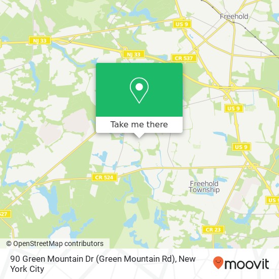 Mapa de 90 Green Mountain Dr (Green Mountain Rd), Freehold (MILLHURST), NJ 07728