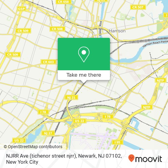 NJRR Ave (tichenor street njrr), Newark, NJ 07102 map