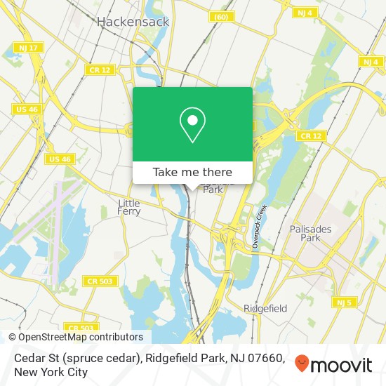 Mapa de Cedar St (spruce cedar), Ridgefield Park, NJ 07660