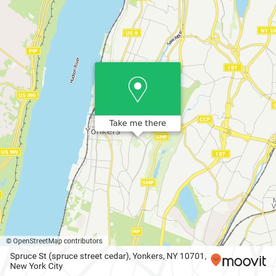 Spruce St (spruce street cedar), Yonkers, NY 10701 map