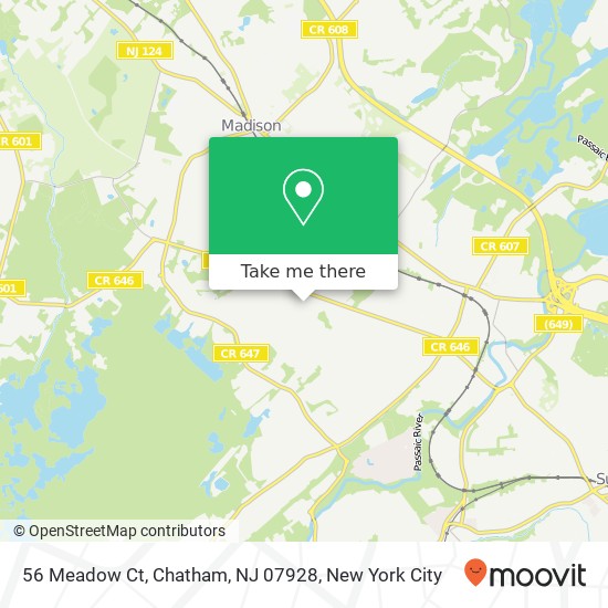Mapa de 56 Meadow Ct, Chatham, NJ 07928