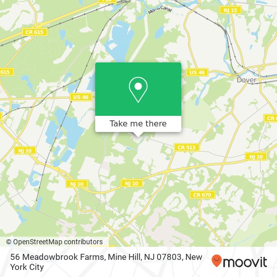 Mapa de 56 Meadowbrook Farms, Mine Hill, NJ 07803