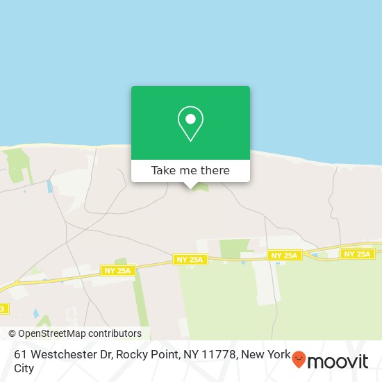 Mapa de 61 Westchester Dr, Rocky Point, NY 11778