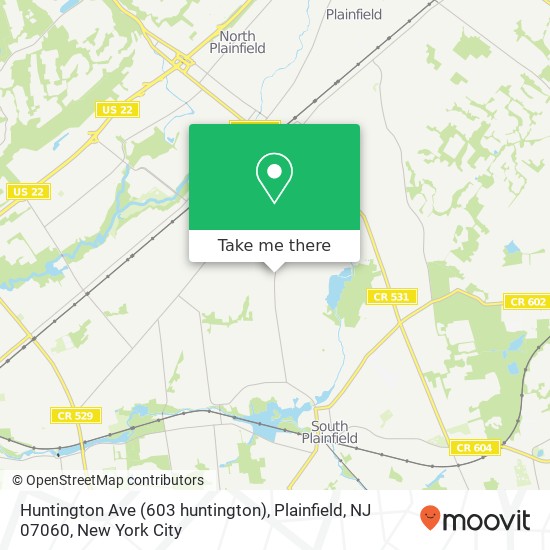 Mapa de Huntington Ave (603 huntington), Plainfield, NJ 07060