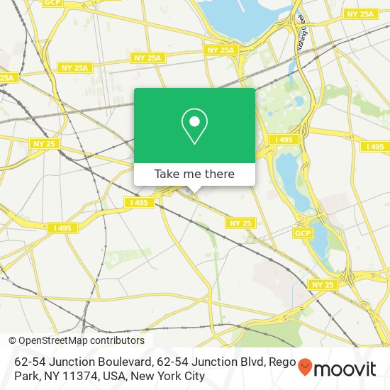 62-54 Junction Boulevard, 62-54 Junction Blvd, Rego Park, NY 11374, USA map