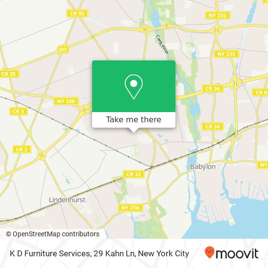 Mapa de K D Furniture Services, 29 Kahn Ln